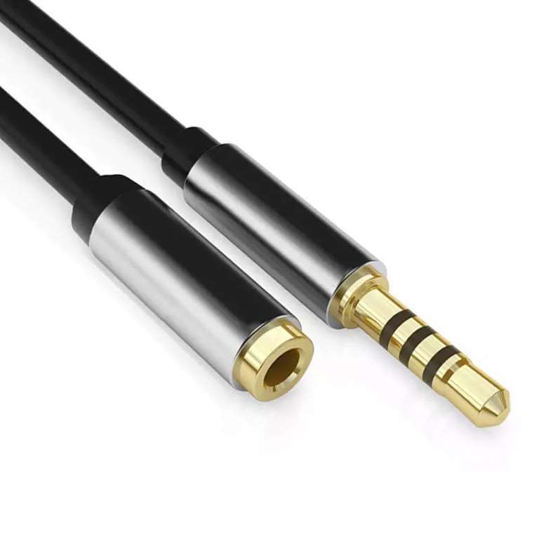 Удлинительный кабель с разъемом AUX, чёрный, 3 м, 3.5 мм