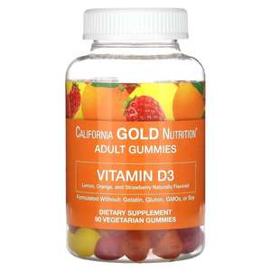 [Москва и др] Жевательный витамин D3 California Gold Nutrition со вкусом фруктов и ягод, 280 г, 90 шт