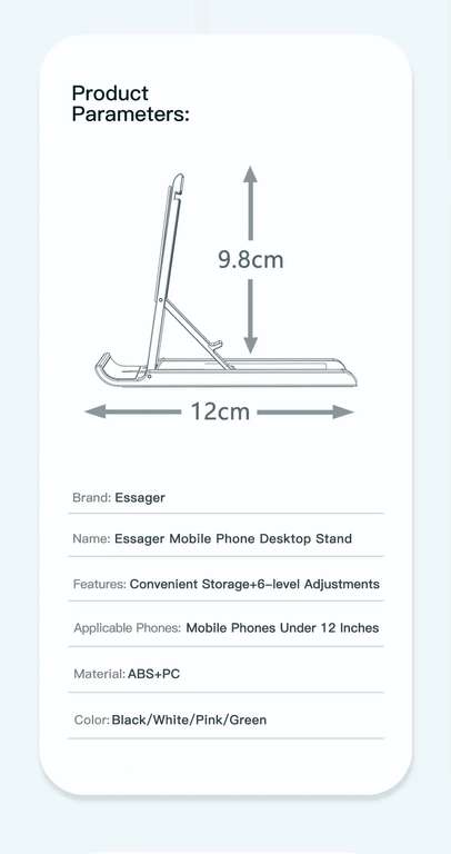 Складная подставка для смартфона Essager Mobile Phone Stand White EZJZM-FC01, 3 цвета