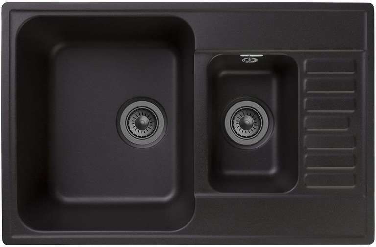 Врезная кухонная мойка GranFest Quarz GF-Z21K (48см х 73.7см), кварц, черный