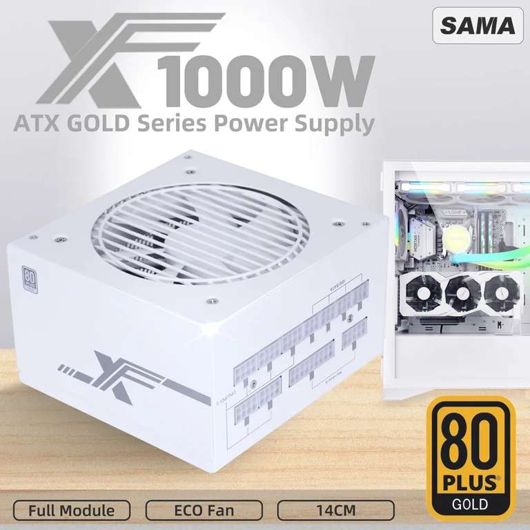 Блок питания SAMA XF1000 (80plus gold, 1000вт) (цена с озон картой)