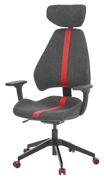 Компьютерное кресло ИКЕА ГРУППСПЕЛЬ игровое, обивка: текстиль, цвет: Гуннаред черный/серый