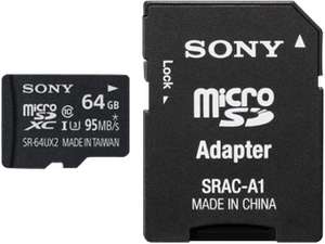 Карта памяти Sony microSD Class 10 64GB с адаптером