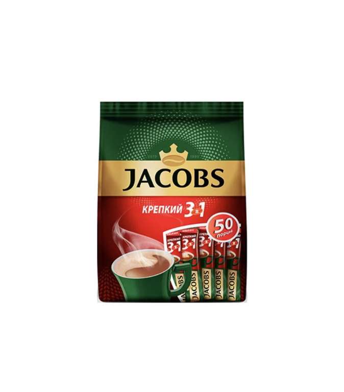 [МСК, возм., и др.] Растворимый кофе Jacobs 3 в 1 Крепкий, в стиках, 50 уп., 600 г