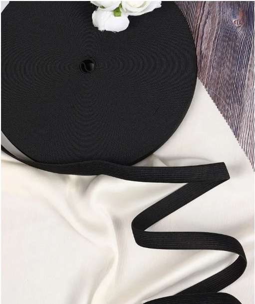 Резинка для шитья бельевая вязаная 15 мм длина 40 метров цвет черный для одежды, белья, рукоделия