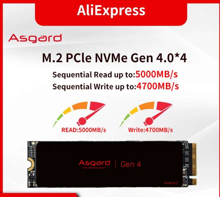 Твердотельный накопитель Asgard M2 PCIe 4,0 Lite SSD NVME 2ТБ