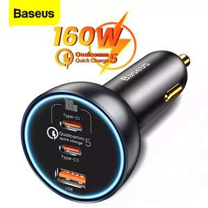 Автомобильное зарядное устройство Baseus 160 Вт Quick Charge 5,0 QC 4,0 PD 3,0 USB C PPS для быстрой зарядки (ЕАС)