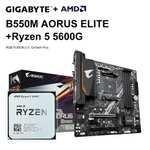 Материнская плата GIGABYTE B550M AORUS ELITE + процессор AMD Ryzen 5 5600G