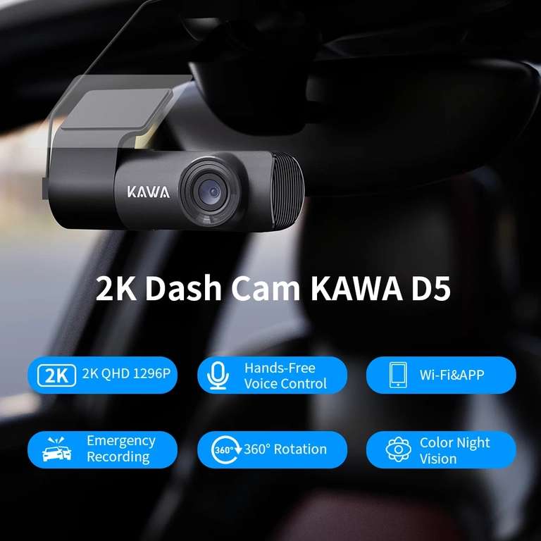 Автомобильный видеорегистратор KAWA D5 (2K, Wi-Fi, суперконденсатор)