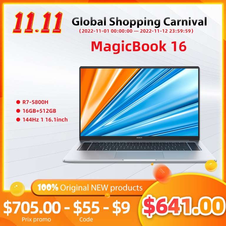 Ноутбук Honor MagicBook 16 R7 5800H, 16/512, 144hz