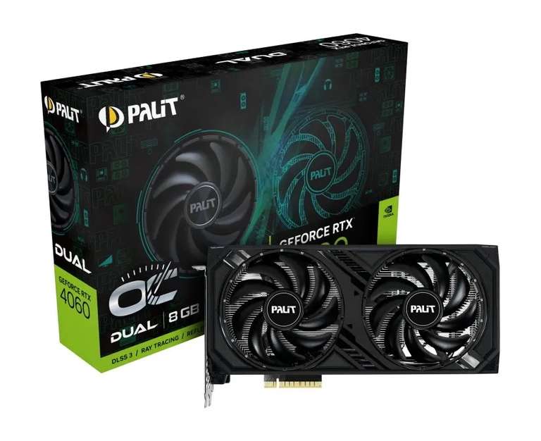 Palit Видеокарта GeForce RTX 4060 Dual OC 8 ГБ (NE64060T19P1-1070D) (с Ozon Картой)