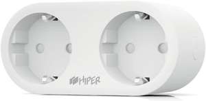 Умная розетка HIPER IoT P08, двойная (16А, 100 - 250В, 3.6кВт, Wi-Fi, помощник-Siri, Алиса, Маруся)