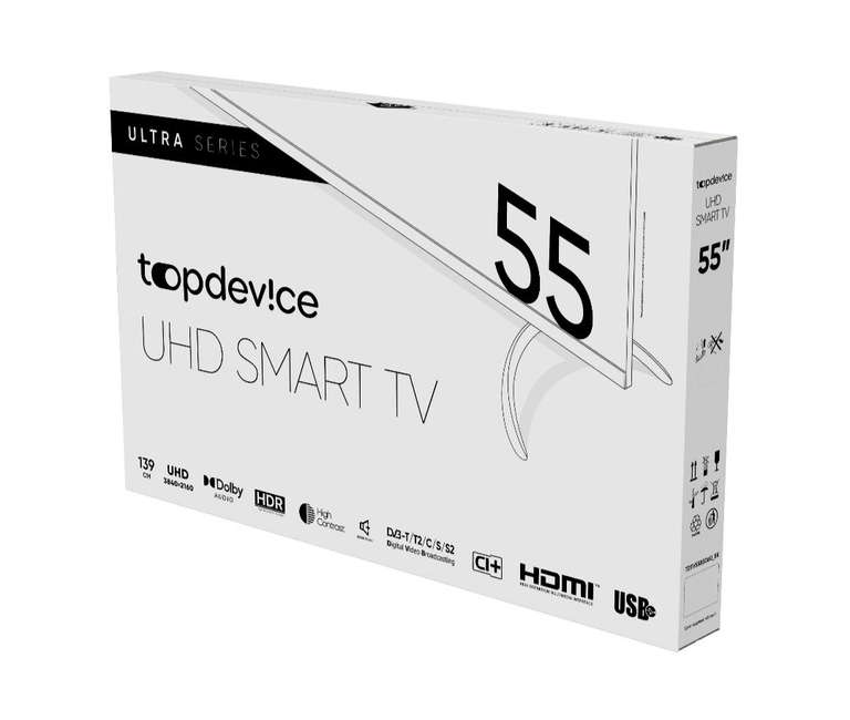Телевизор topdev!ce TV 55" ULTRA (TDTV55BS06U_BK), UHD, Smart TV WildRed, 55" 4K HDR, черный (при оплате Ozon Картой)