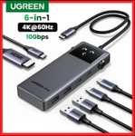 Адаптер для ноутбука/док-станция UGREEN CM888 Uno USB C Splitter 6-в-1 4K60Hz PD100W 10 Гбит/с