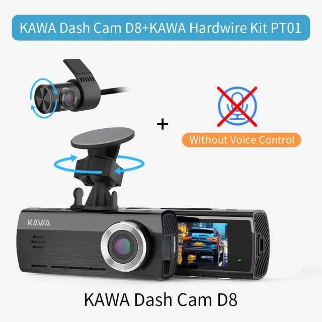 Автомобильный видеорегистратор KAWA D8 (2 камеры, экран, wi-fi, суперконденсатор)
