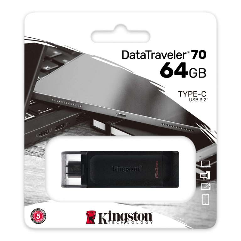 USB-C флешка Kingston DataTraveler 70 DT70/64Gb (64 Гб, USB Type-C 3.2 Gen 1)
