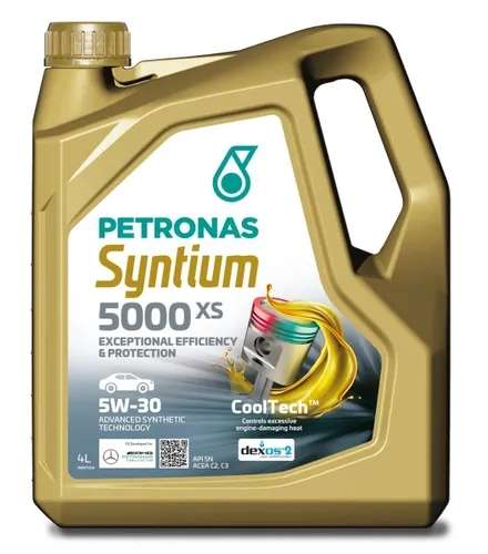 Моторное масло PETRONAS Syntium 5000 XS 5W-30 4л (+5л в описании). Цена по Озон карте. Dexos 2, MB 229.51, VW 505.00/505.01 и BMW LL-04