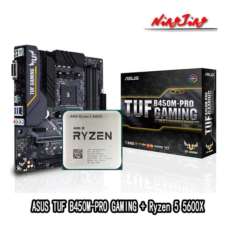 Процессор AMD Ryzen 5 5600X + материнская плата Asus TUF B450M PRO