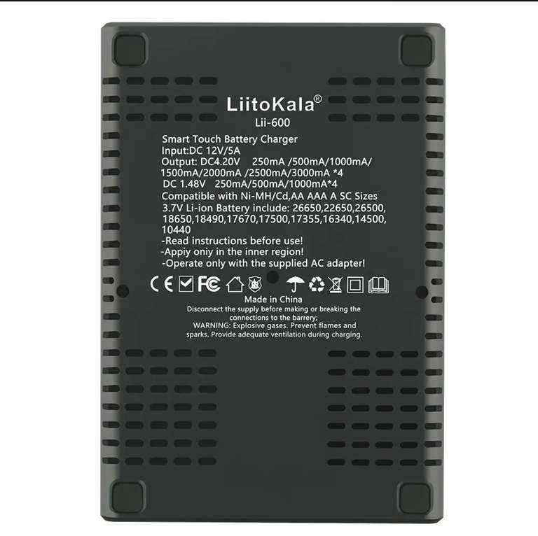 Зарядное устройство LiitoKala Lii-600, 3,7 В-12,5 В, 5 А для литийионных, NiMh аккумуляторов 18650, 26650, 21700, 26700, AA