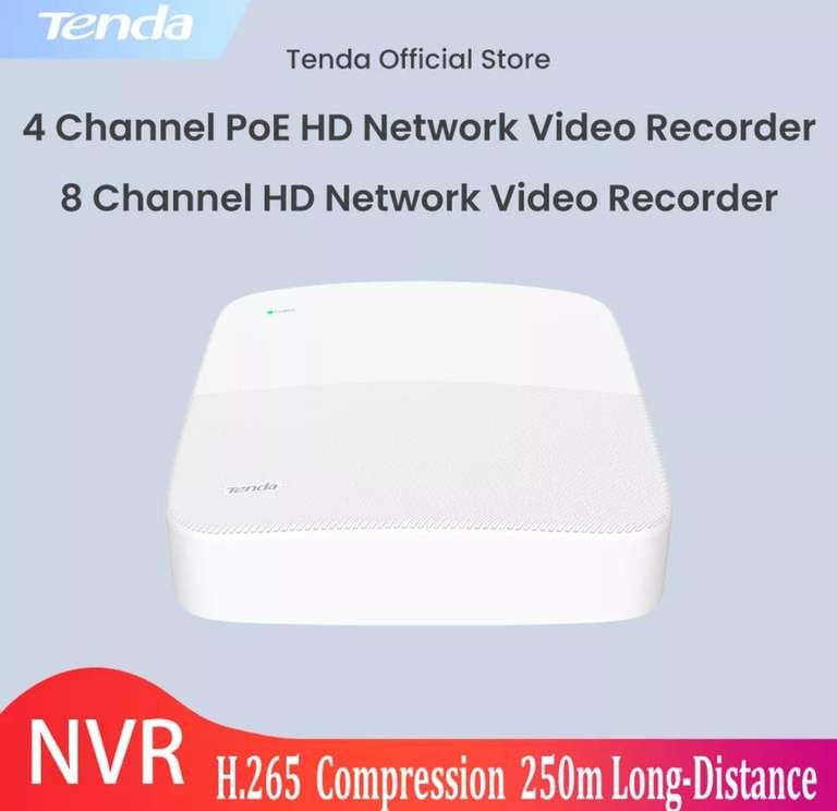 Сетевой видеорегистратор Tenda, PoE, 4K, UHD, NVR