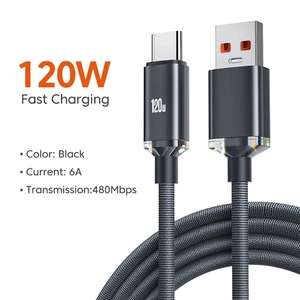 USB-кабель Type-C для быстрой зарядки 6А, 1м, 120Вт