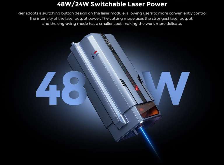 Лазерный станок iKier K1 Pro Max мощностью 48 Вт/24 Вт