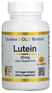 Витамины для зрения California Gold Nutrition Lutein with Zeaxanthin, 20 мг, 120 шт.