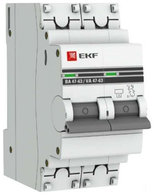 Автоматический выключатель EKF ВА 47-63 2P (B) 4,5kA 16 А