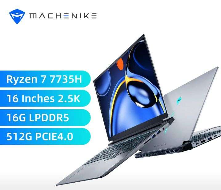Ноутбук Machenike 16Air, AMD Ryzen 7 7735H' 16+512Гб