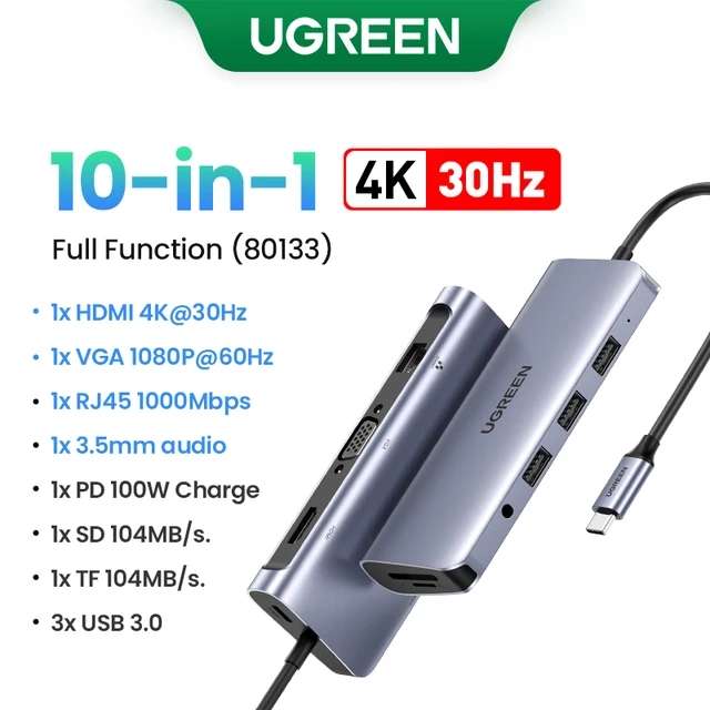 USB хаб / порт-репликатор UGREEN Revodok 10-в-1