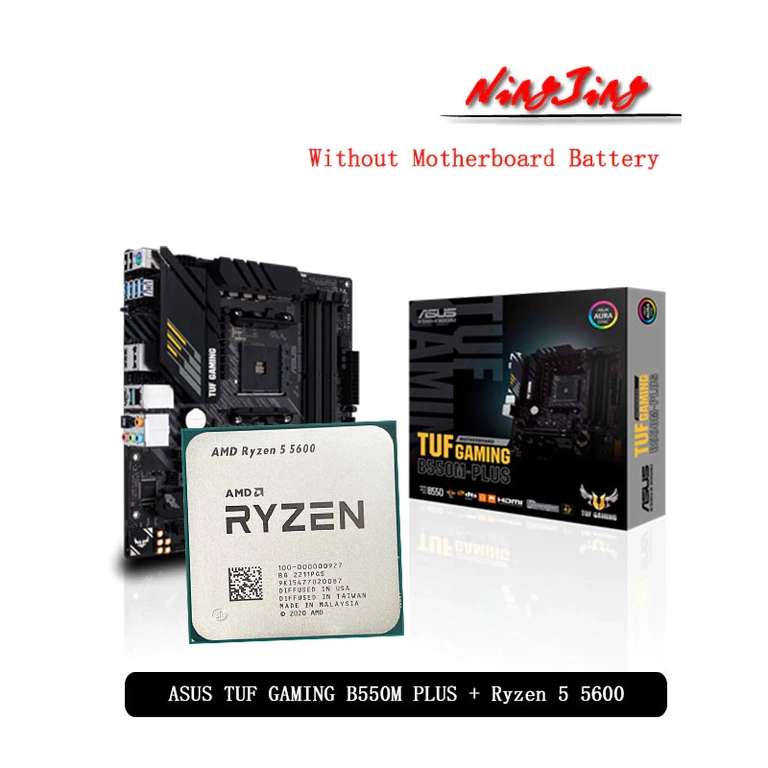 Процессор AMD Ryzen 5600 + материнская плата ASUS TUF GAMING B550M PLUS