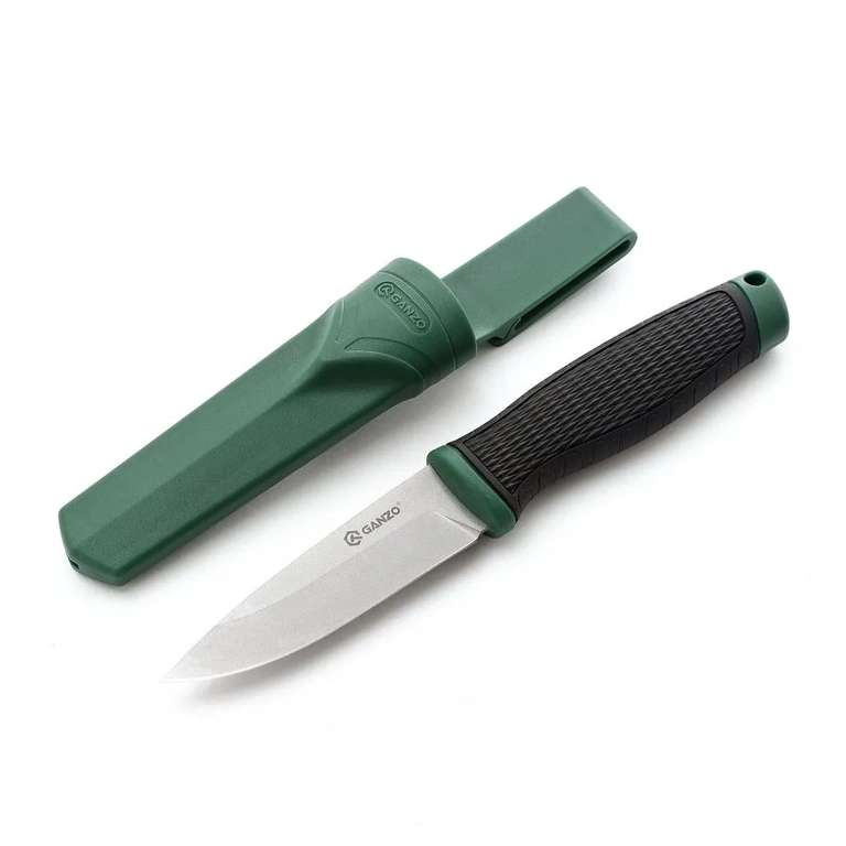 Нож с фиксированным лезвием Ganzo G806 черный c зеленым (по карте Ozon)