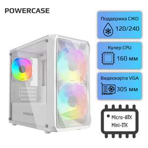 Корпус ПК Powercase Mistral Micro A3W, Tempered Glass, 2x 140mm ARGB PWM+1x 120mm ARGB PWM