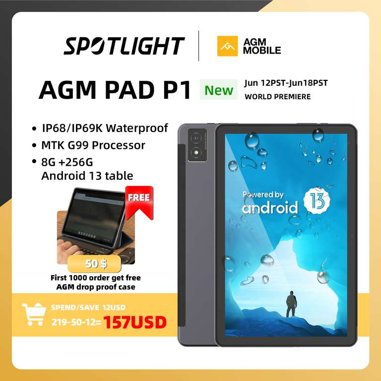 Планшет AGM Tablet PAD P1 (8/256, Helio G99)