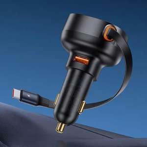 Автомобильное зарядное устройство Baseus Enjoyment Pro Retractable + Выдвижной кабель Type-C 60 Вт