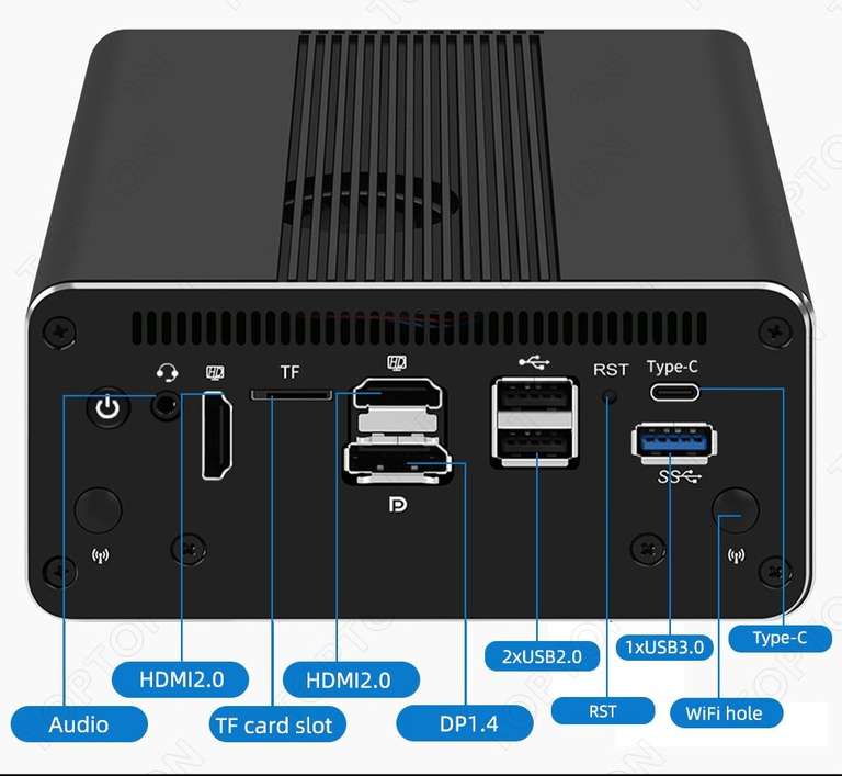 Мини ПК Topton X8 (i3 1215u, ×4 LAN 2.5Gbps, ×2 SFP 10Gbps, ×2 USB 2.0, ×1 USB 3.0, ×1 USB-C, ×1 HDMI, ×1 DP)