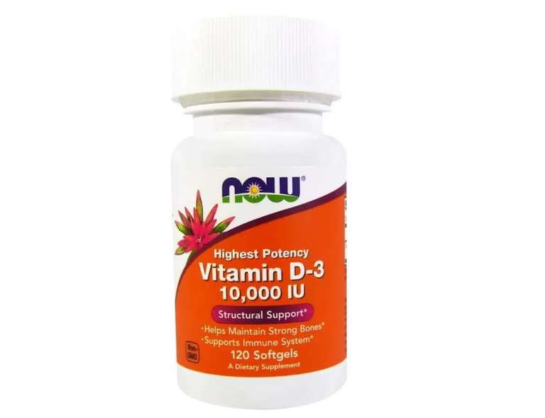 Витамин D Now Vitamin D-3 10000 Me 120 гелевых капсул + 42% бонусами