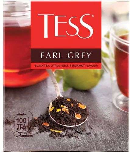Черный чай Tess Earl Grey с цедрой лимона в пакетиках, 100 шт