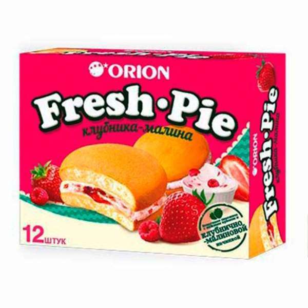 Пирожное Orion Fresh Pie с клубнично-малиновой начинкой бисквитное 300 г, 12 шт