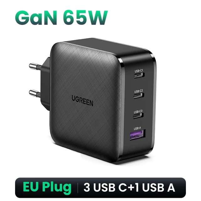 Зарядное устройство UGREEN CD224 65W GaN Quick Charge 4,0 3,0 (Type C 3 шт + USB A)