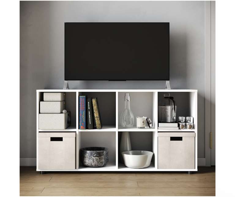 Стеллаж Kvadro-4 белый деревянный для хранения вещей, книг, игрушек, для дома и офиса, этажерка, полка 330х648х1306 (ДхШхВ)