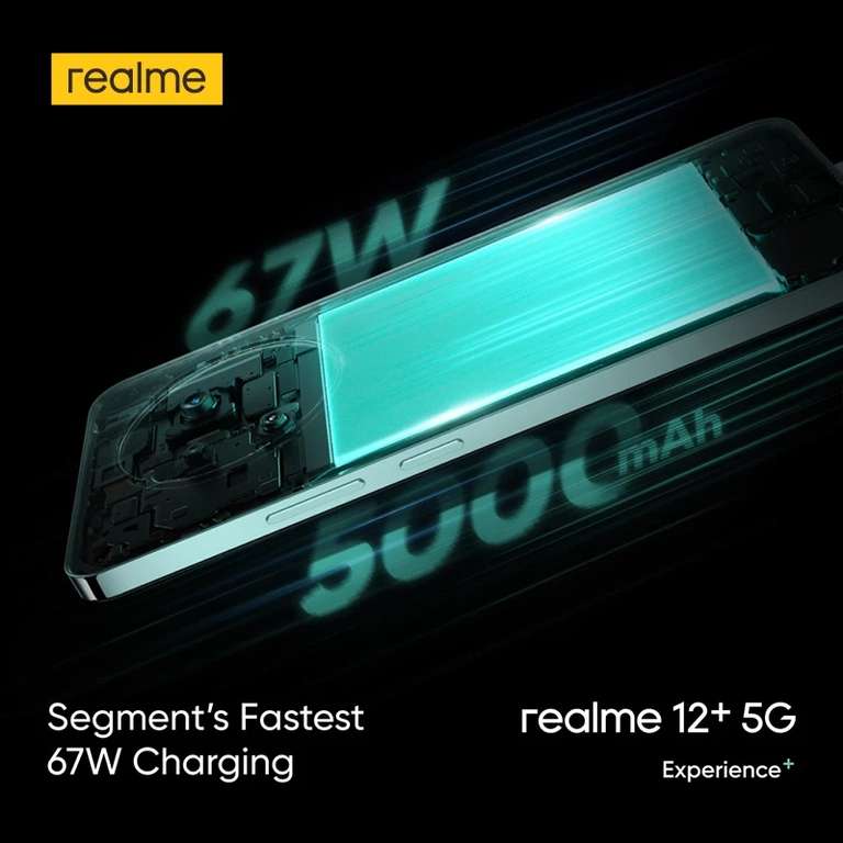 Смартфон Realme 12 Plus 5G, 8/256 ГБ (Dimensity 7050, 6.67", OLED, FullHD+, 120 Гц, OIS, IP54)