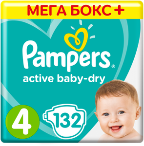 Подгузники Pampers Active Baby-Dry 9–14 кг, размер 4, 106 шт