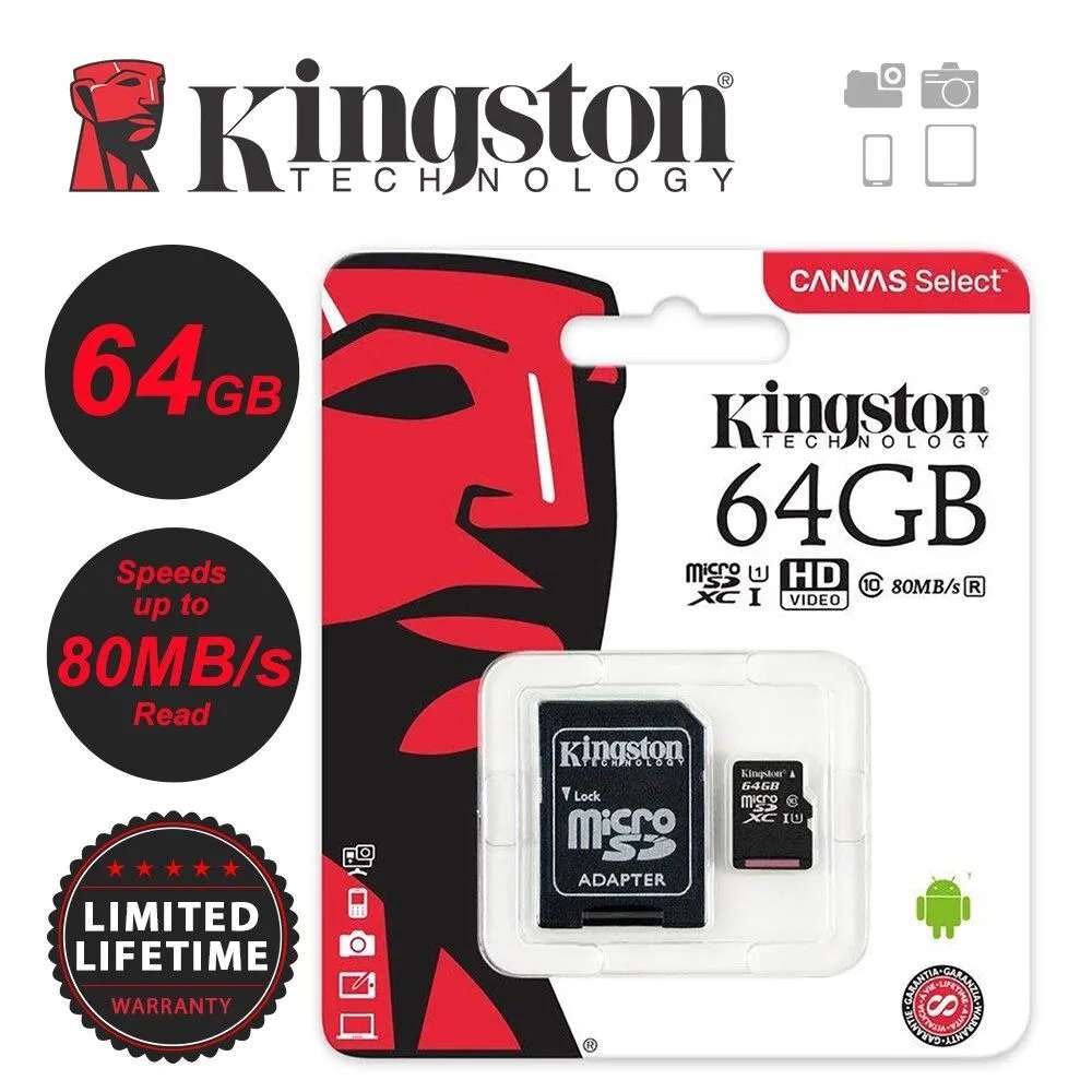 Карта памяти Kingston Canvas Select Plus A1 64 ГБ (SDCS2/64GBSP)