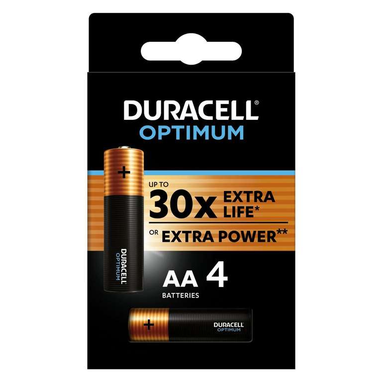 Батарея Duracell Optimum АА 4 шт, бонусы применимы.