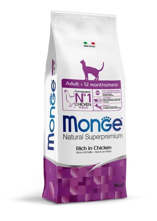 Сухой корм для кошек Monge Natural superpremium, с курицей, 10 кг (4659 ₽ при оплате Ozon Картой)