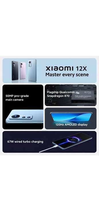 Смартфон Xiaomi 12X Глобальная версия Dual 5G 8/128 (доставка из-за рубежа, с Озон картой)