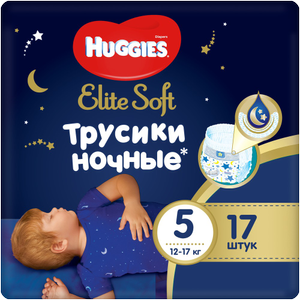 Подгузники-трусики Huggies Elite Soft ночные 5 12-17кг 17шт