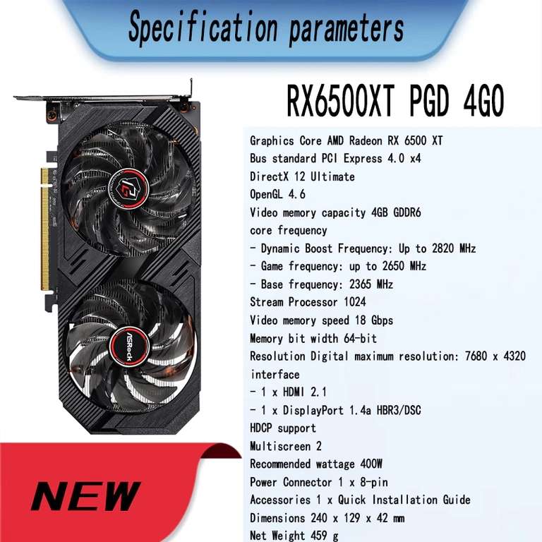 Новая Видеокарта ASROCK AMD Radeon RX 6500 XT Phantom Gaming D