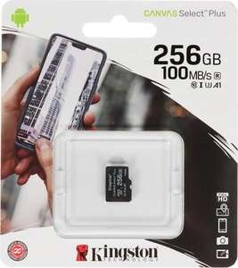 Карта памяти Kingston Canvas Select Plus microSDXC 256 ГБ, SDCS2/256GBSP (UHS-I, U1, class 10, скорость чтения: 100 МБ/с, записи: 85 МБ/с)